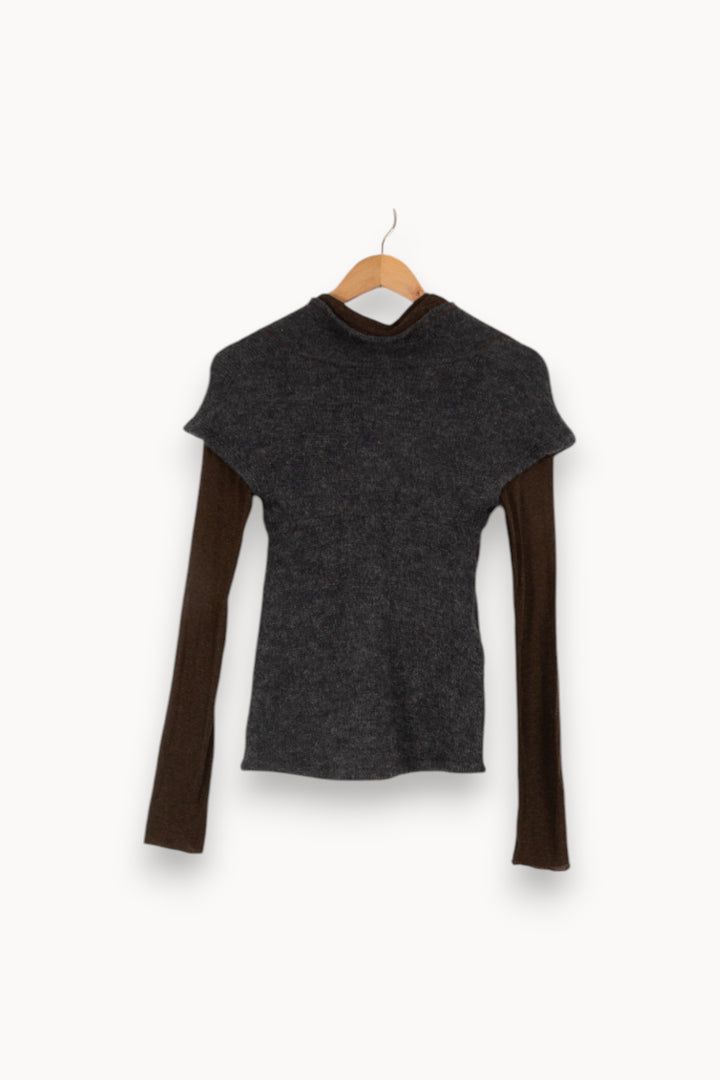Pull bleu et marron - Taille M/38 de la marque La Fée Maraboutée | PARAD42236 - Vendu par Paradigme - Image 3