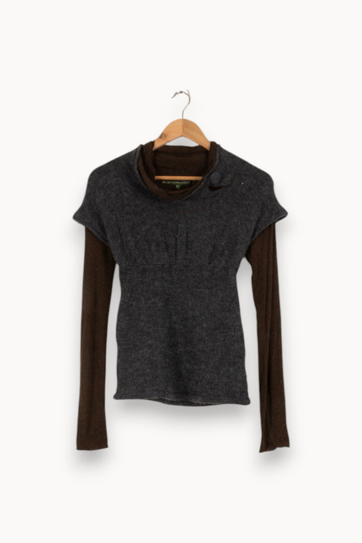 Pull bleu et marron - Taille M/38 de la marque La Fée Maraboutée | PARAD42236 - Vendu par Paradigme - Image 1