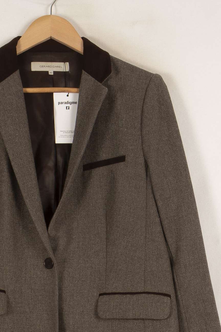 Veste grise et marron - Taille XL/42 de la marque Gerard Darel | PARAD42268 - Vendu par Paradigme - Image 2