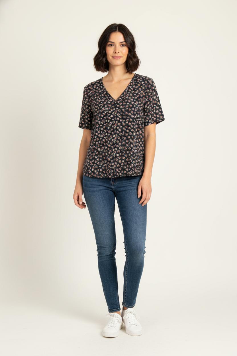 Blouse bleue à motifs - Taille S/36 de la marque Galeries Lafayette | PARAD42377 - Vendu par Paradigme - Image 1