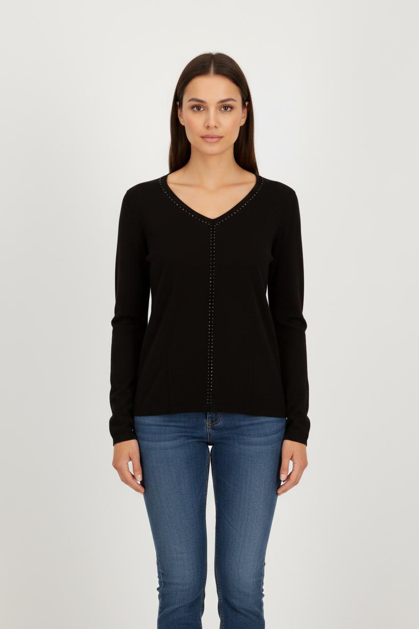 Pull noir avec strass - Taille S/36