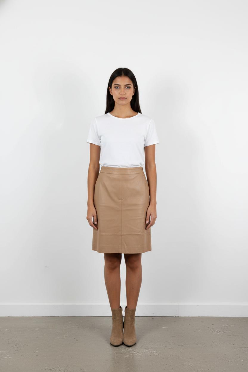 Jupe beige en cuir - Taille L/40