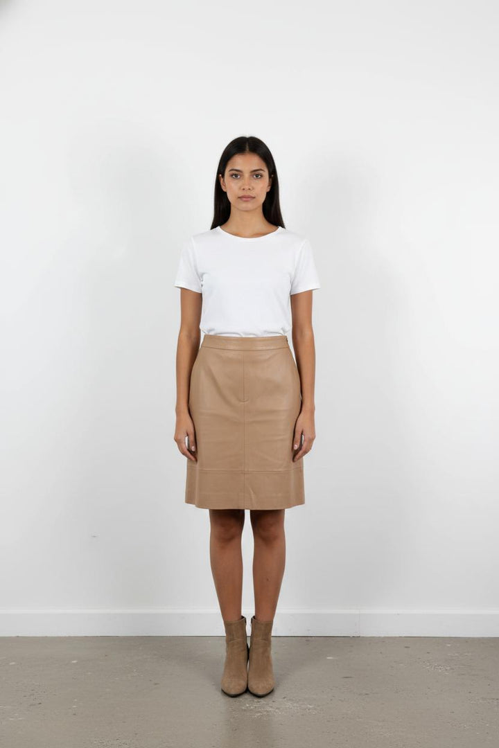 Jupe beige en cuir - Taille L/40