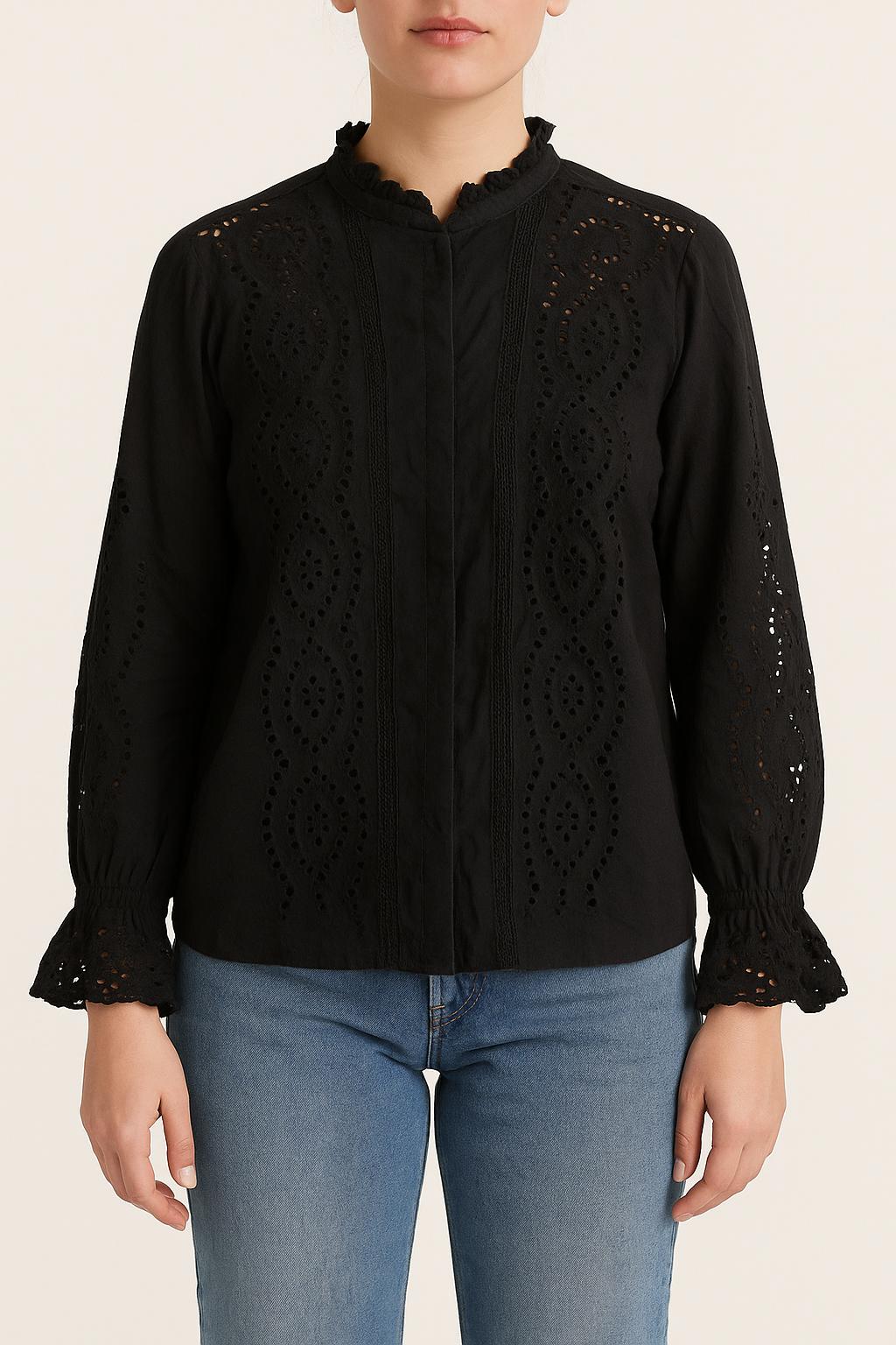 Chemise noire brodée - Taille XL/42 de la marque Caroll | PARAD42544 - Vendu par Paradigme - Image 1