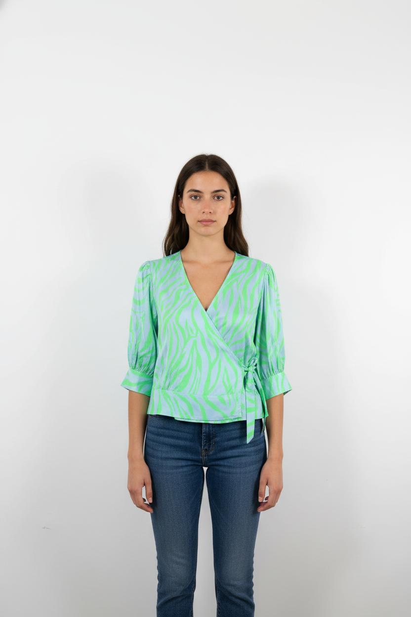 Top à nouer bleu et vert - Taille M/38