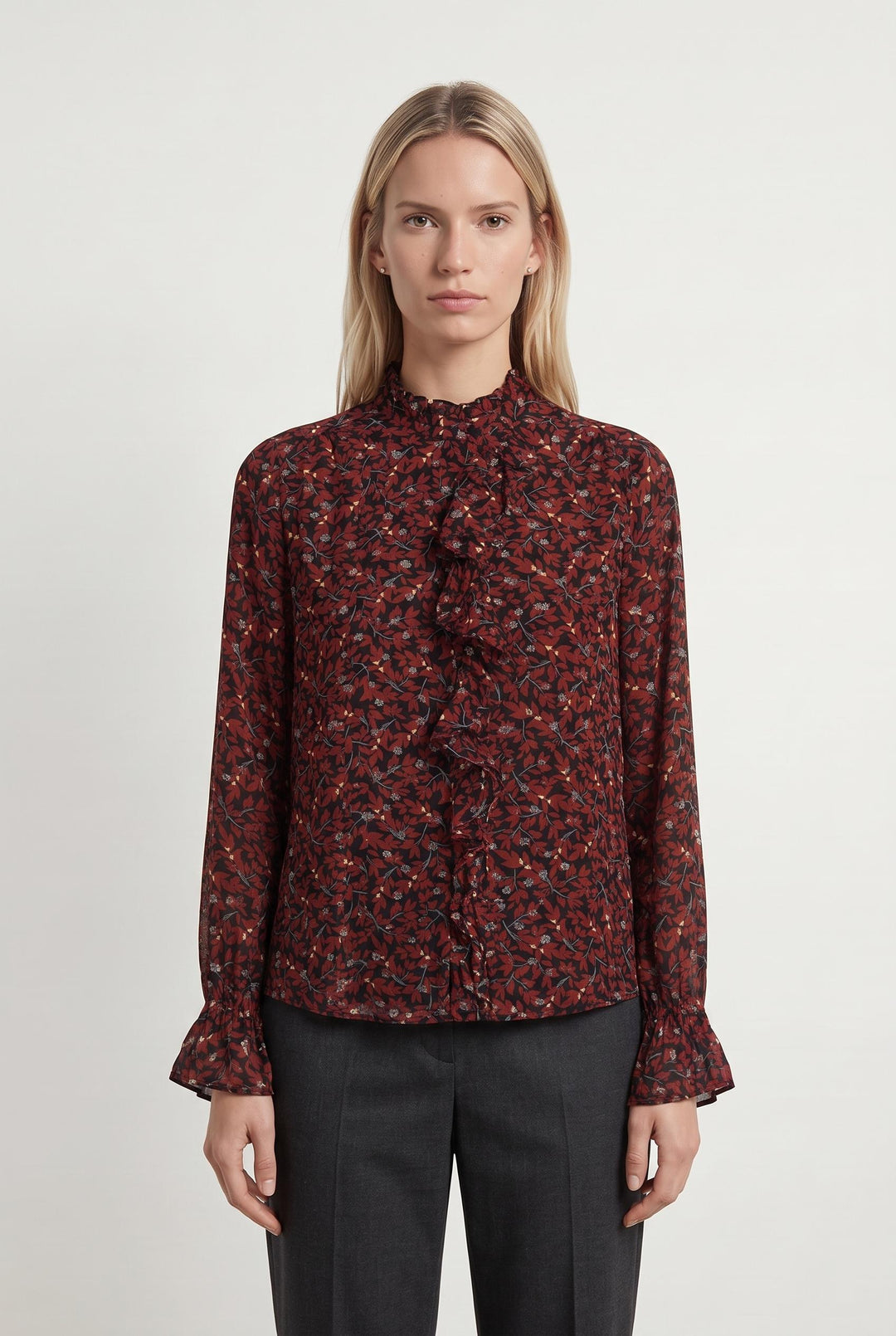 Chemise Bordeaux à motif - Taille M/38 de la marque Caroll | PARAD42656 - Vendu par Paradigme - Image 1