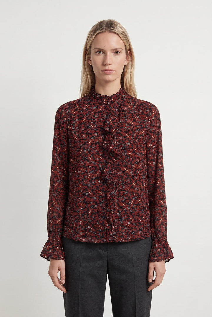 Chemise Bordeaux à motif - Taille M/38 de la marque Caroll | PARAD42656 - Vendu par Paradigme - Image 1
