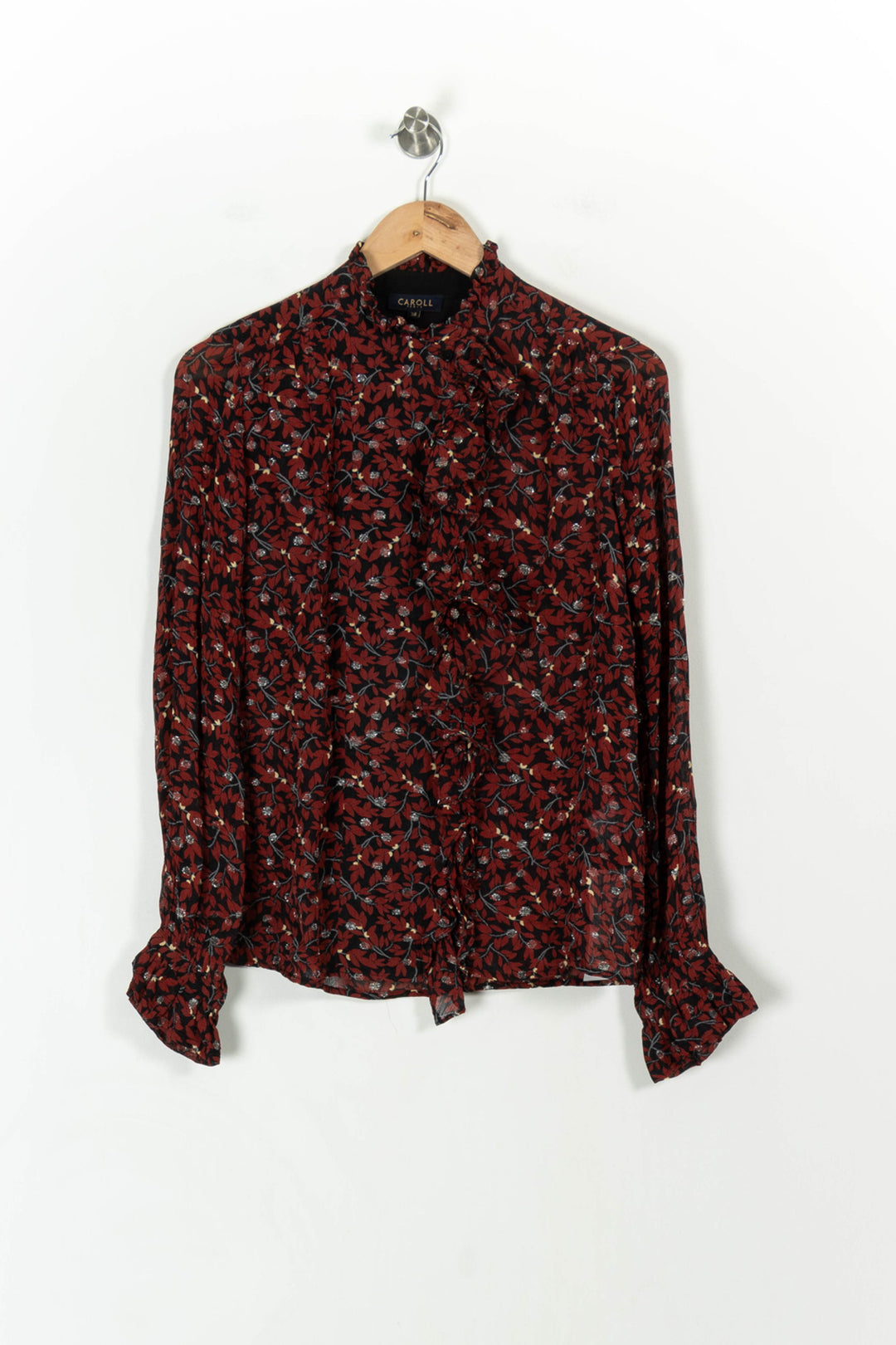 Chemise Bordeaux à motif - Taille M/38 de la marque Caroll | PARAD42656 - Vendu par Paradigme - Image 2