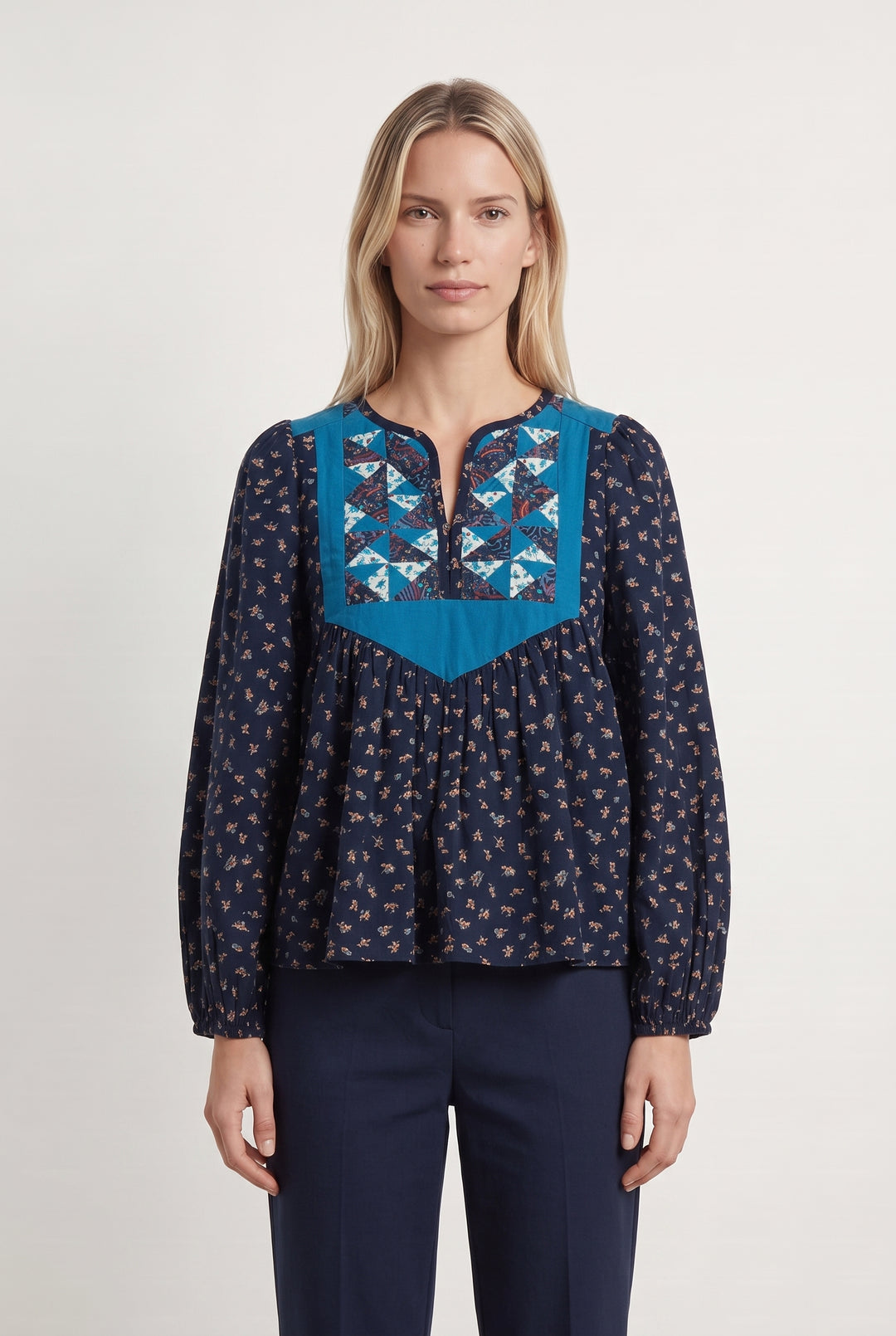 Blouse bleue à motifs - Taille S/36 de la marque Léon & Harper | PARAD42664 - Vendu par Paradigme - Image 1