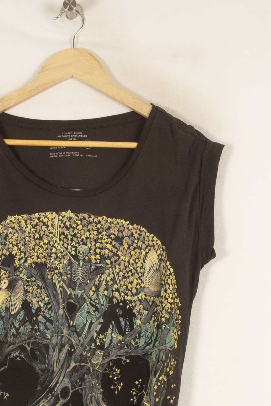 T-shirt gris avec motifs - Taille M/38 de la marque All Saints | PARAD42737 - Vendu par Paradigme - Image 2