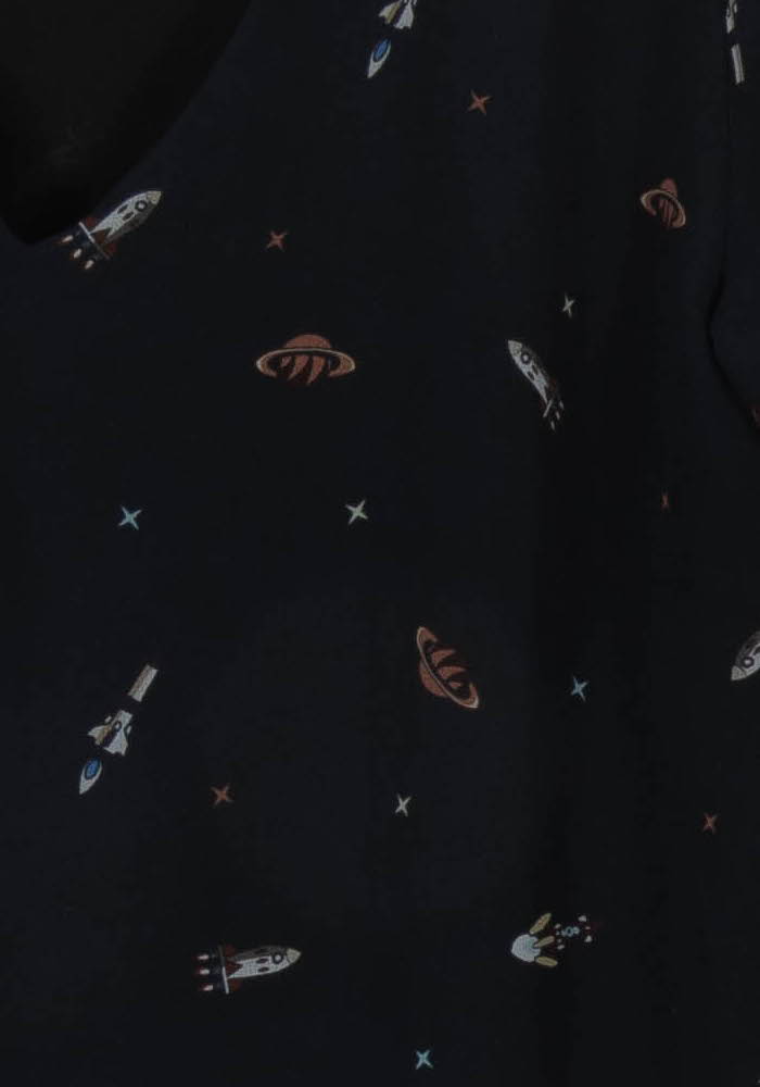 Blouse bleue foncée à motifs - Taille L/40 de la marque La Fée Maraboutée | PARAD42796 - Vendu par Paradigme - Image 3