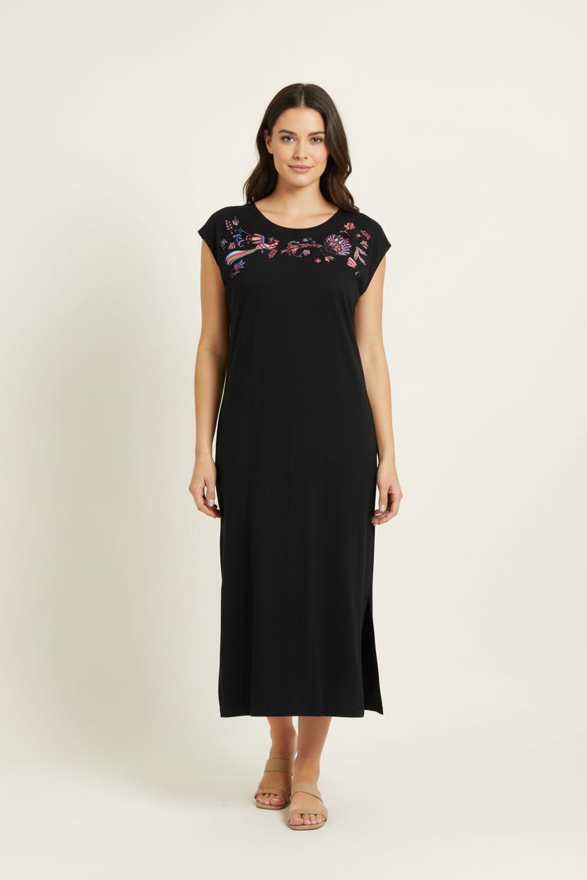 Robe longue noire avec détails - Taille L/40 de la marque La Fée Maraboutée | PARAD42798 - Vendu par Paradigme - Image 1