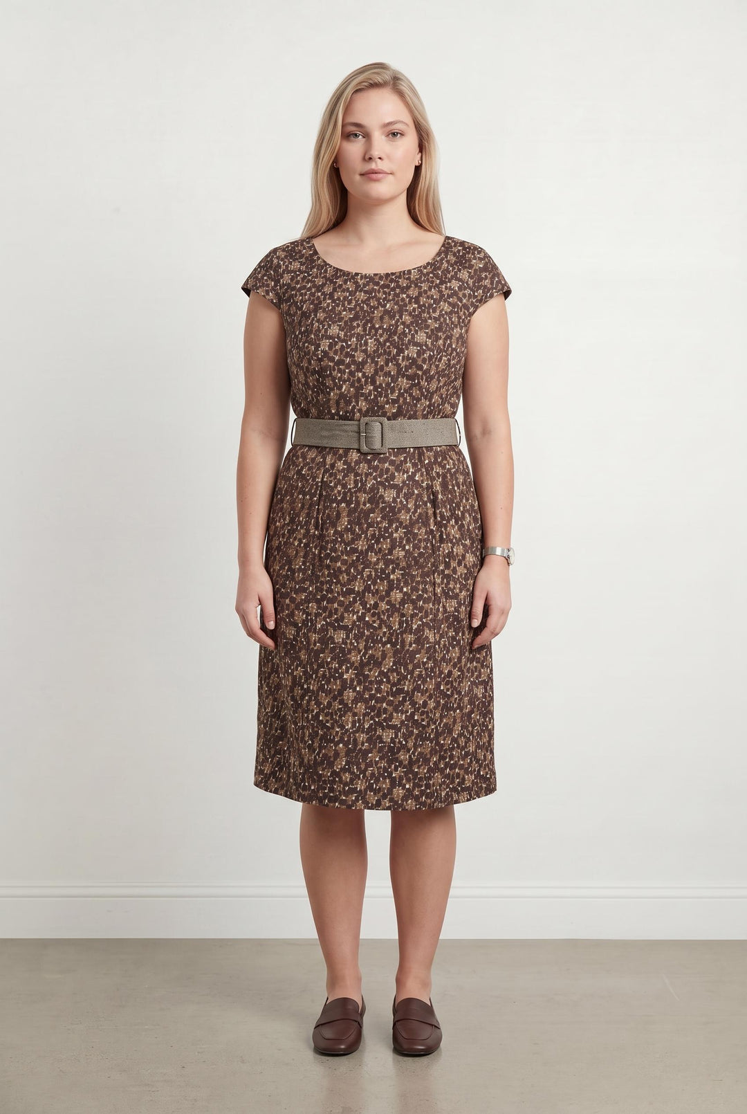 Robe marron à motifs - Taille XL/42 de la marque Tara Jarmon | PARAD42830 - Vendu par Paradigme - Image 1