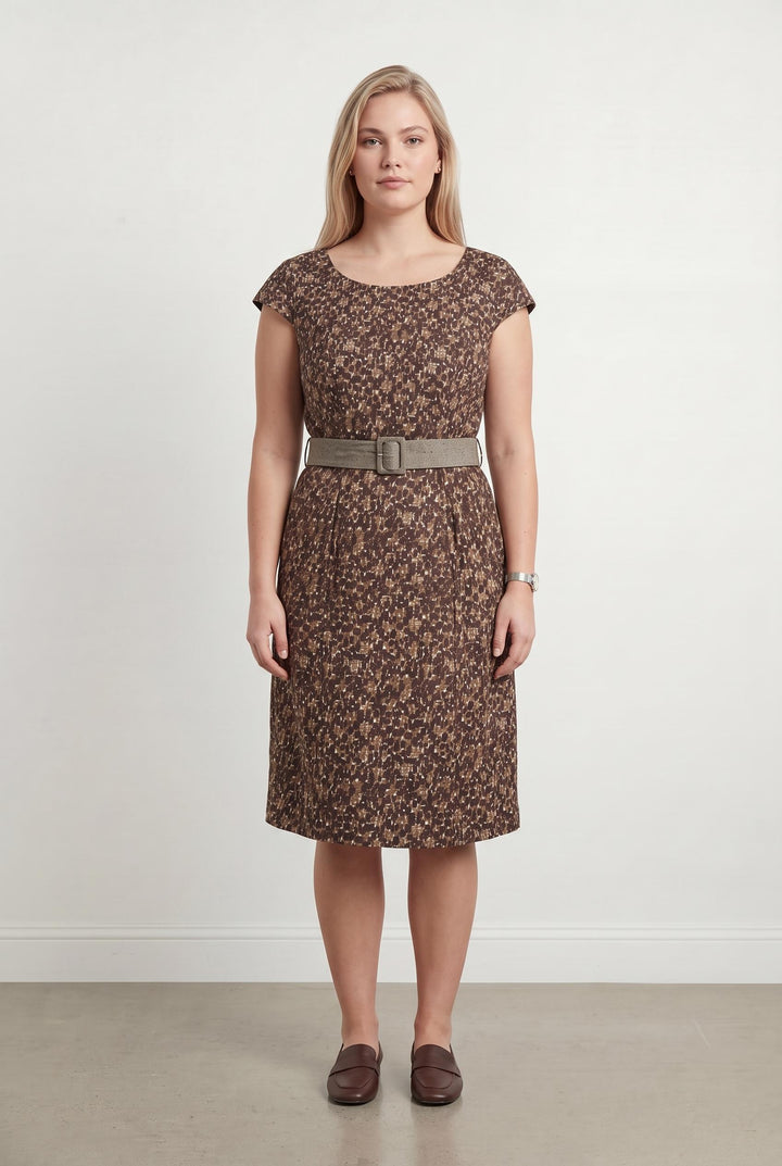 Robe marron à motifs - Taille XL/42 de la marque Tara Jarmon | PARAD42830 - Vendu par Paradigme - Image 1