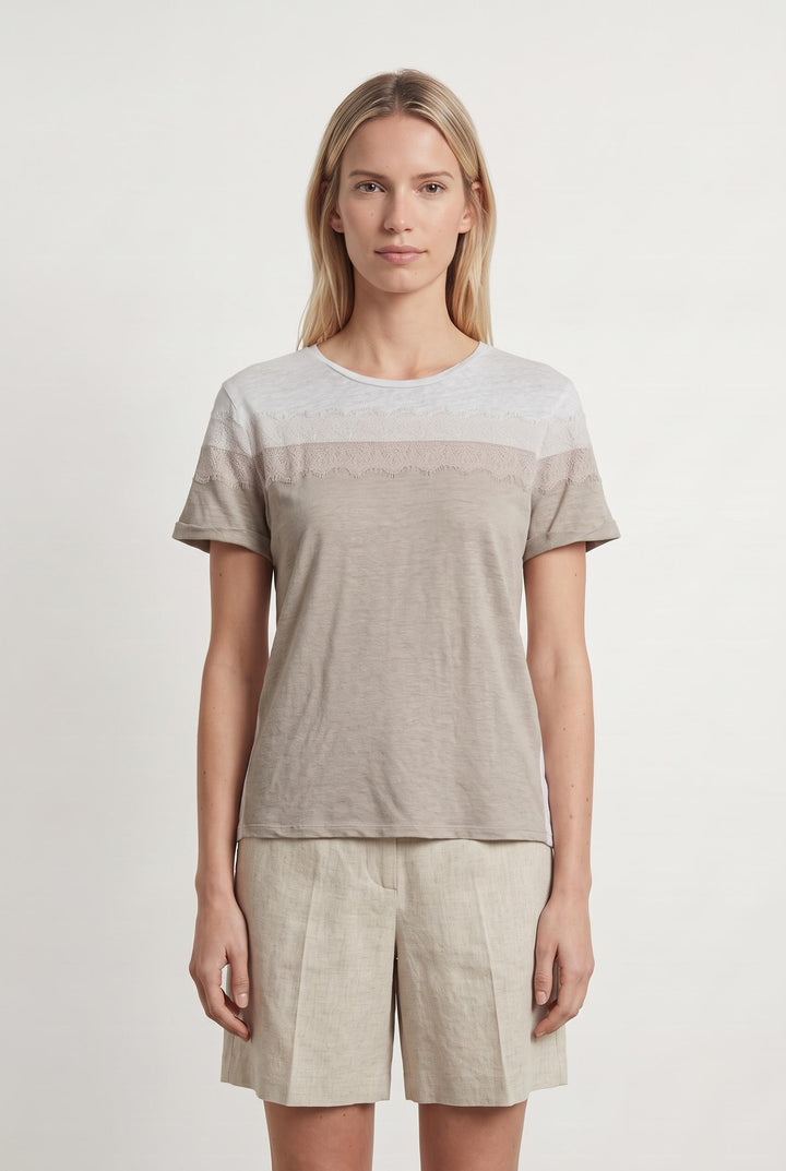 T-shirt Beige et Blanc - Taille M/38 de la marque Gerard Darel | PARAD42885 - Vendu par Paradigme - Image 1