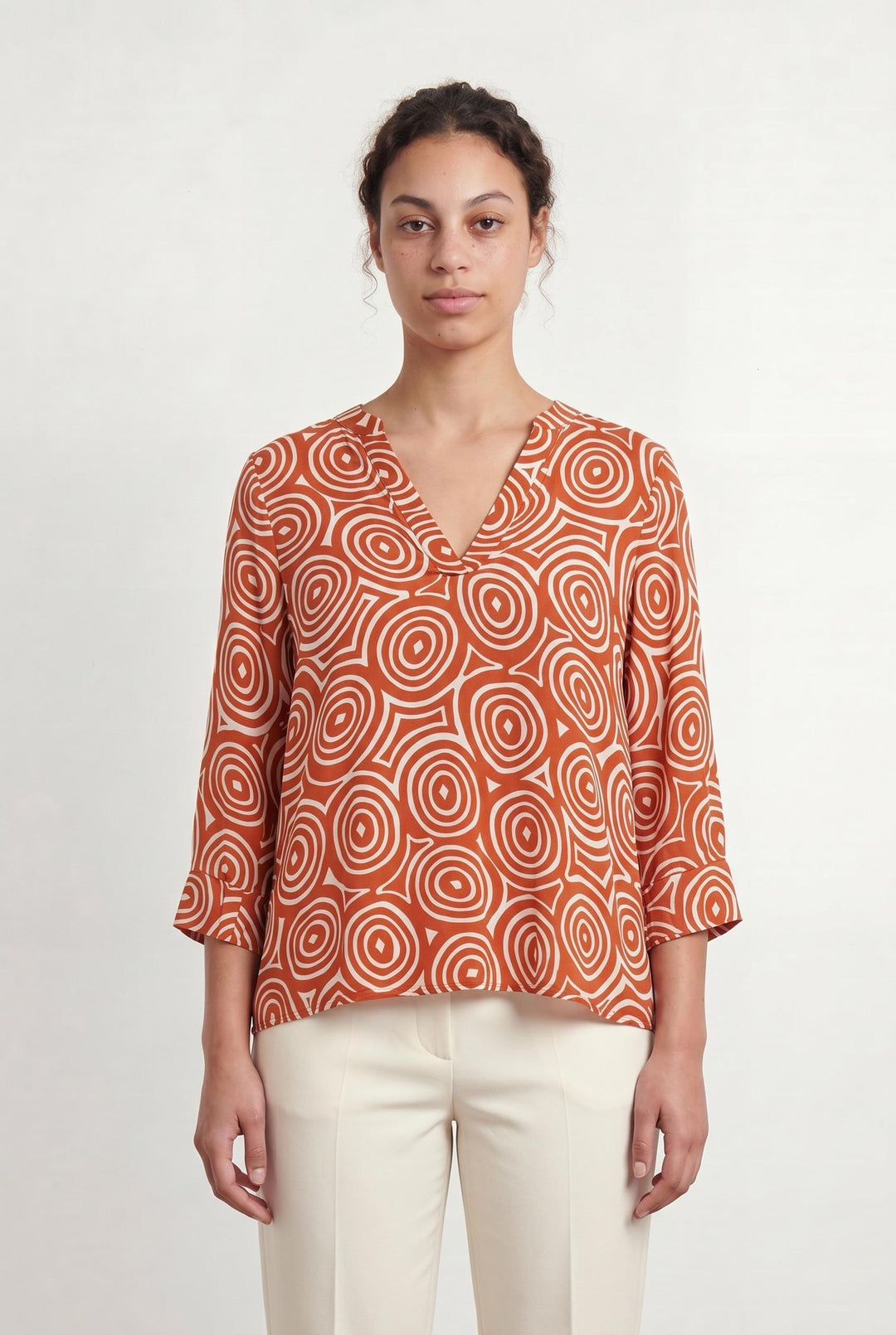 Blouse Orange et Blanche - Taille XL/42 de la marque La Fée Maraboutée | PARAD42891 - Vendu par Paradigme - Image 1
