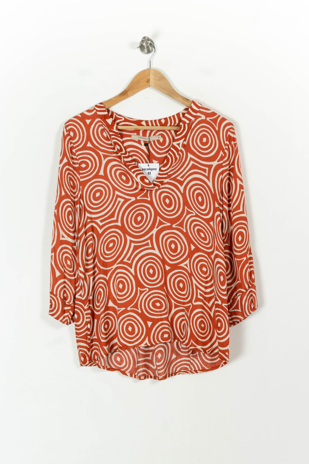 Blouse Orange et Blanche - Taille XL/42 de la marque La Fée Maraboutée | PARAD42891 - Vendu par Paradigme - Image 2
