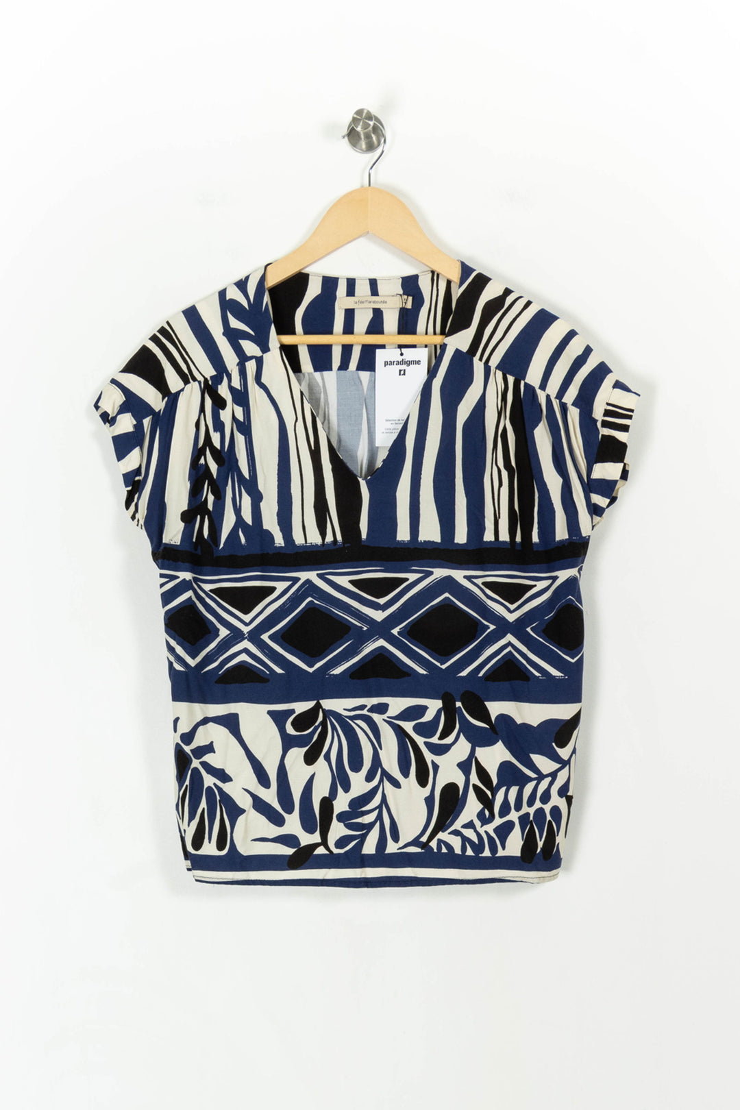 Blouse Bleu et Noir - Taille XL/42 de la marque La Fée Maraboutée | PARAD42893 - Vendu par Paradigme - Image 2