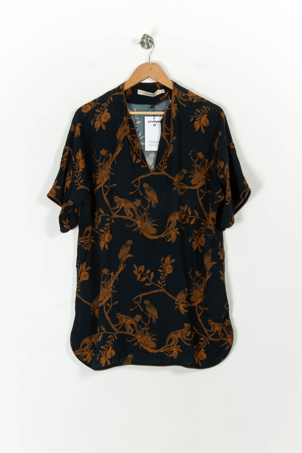 Blouse Noire et Marron - Taille L/40 de la marque La Fée Maraboutée | PARAD42894 - Vendu par Paradigme - Image 2