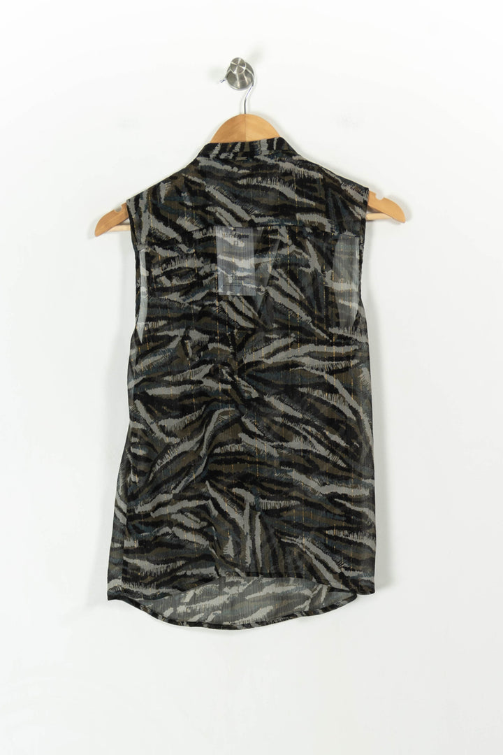 Blouse Verte et Noire - Taille S/36 de la marque IKKS | PARAD42943 - Vendu par Paradigme - Image 4