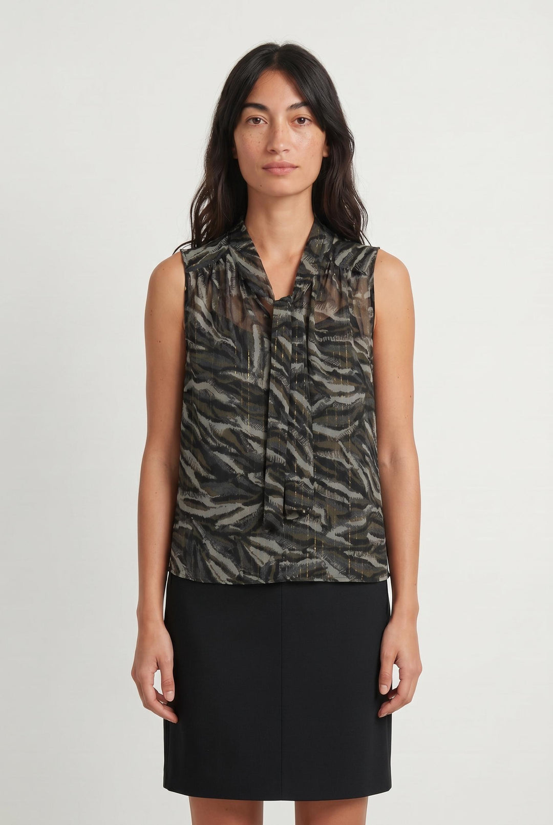 Blouse Verte et Noire - Taille S/36 de la marque IKKS | PARAD42943 - Vendu par Paradigme - Image 1