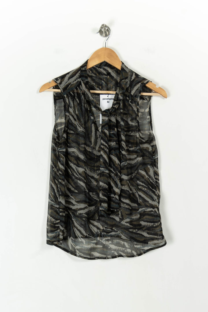 Blouse Verte et Noire - Taille S/36 de la marque IKKS | PARAD42943 - Vendu par Paradigme - Image 2
