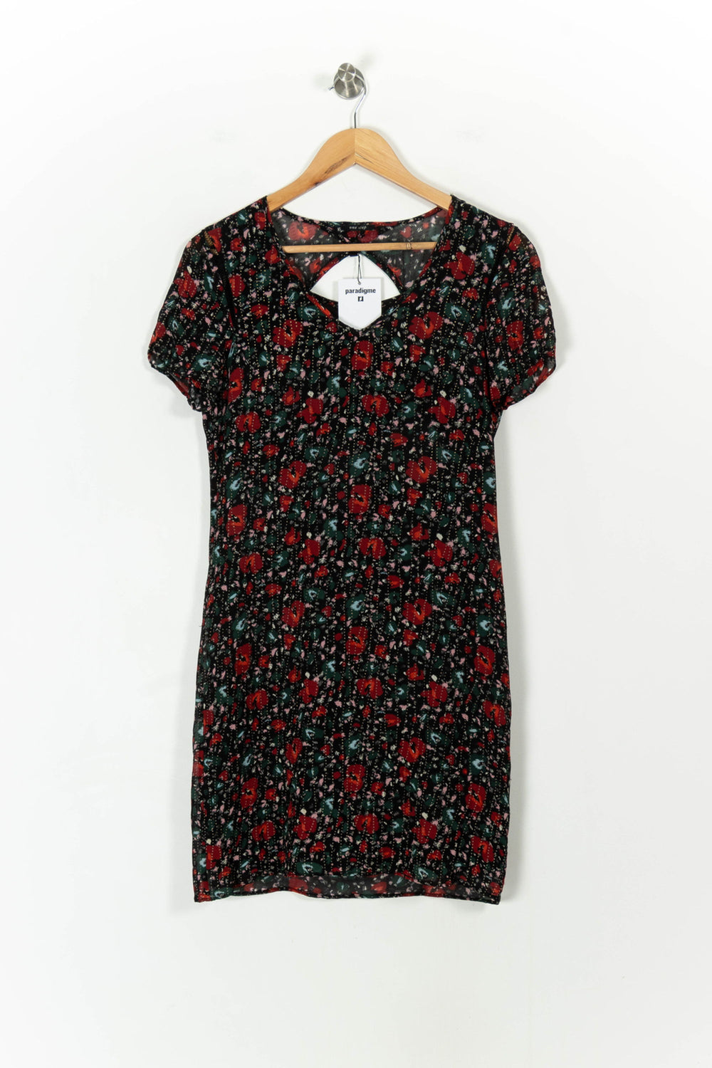Robe Fleurie Noire et Rouge - Taille XS/34 de la marque One Step | PARAD43021 - Vendu par Paradigme - Image 2