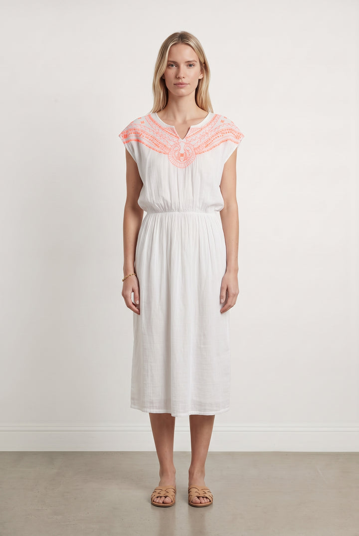 Robe Brodée Blanche et Orange - Taille M/38 de la marque Antik Batik | PARAD43176 - Vendu par Paradigme - Image 1