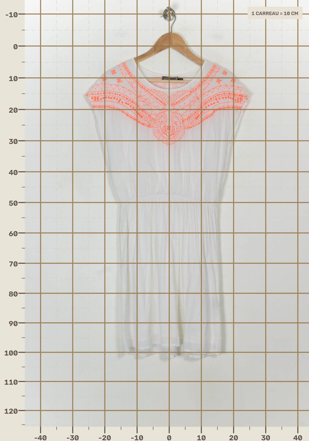 Robe Brodée Blanche et Orange - Taille M/38 de la marque Antik Batik | PARAD43176 - Vendu par Paradigme - Image 4
