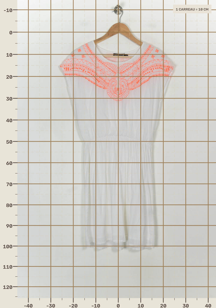 Robe Brodée Blanche et Orange - Taille M/38 de la marque Antik Batik | PARAD43176 - Vendu par Paradigme - Image 4
