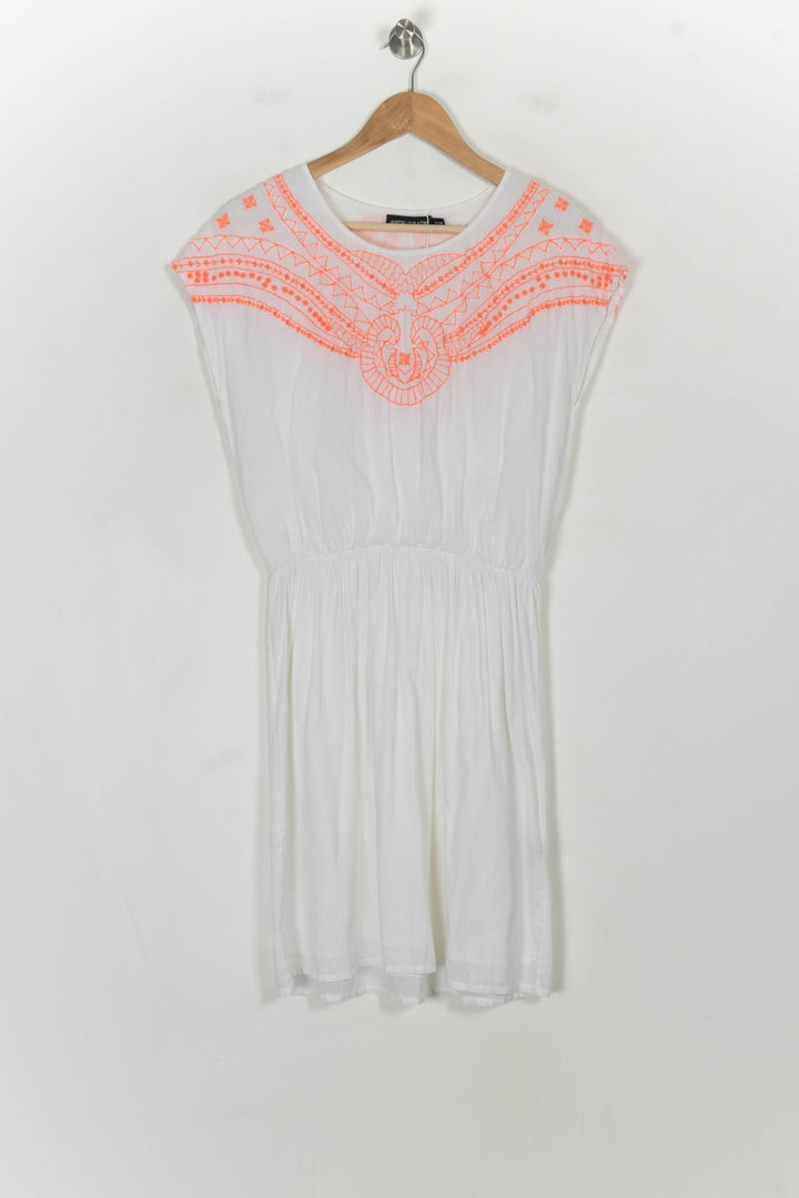 Robe Brodée Blanche et Orange - Taille M/38 de la marque Antik Batik | PARAD43176 - Vendu par Paradigme - Image 2