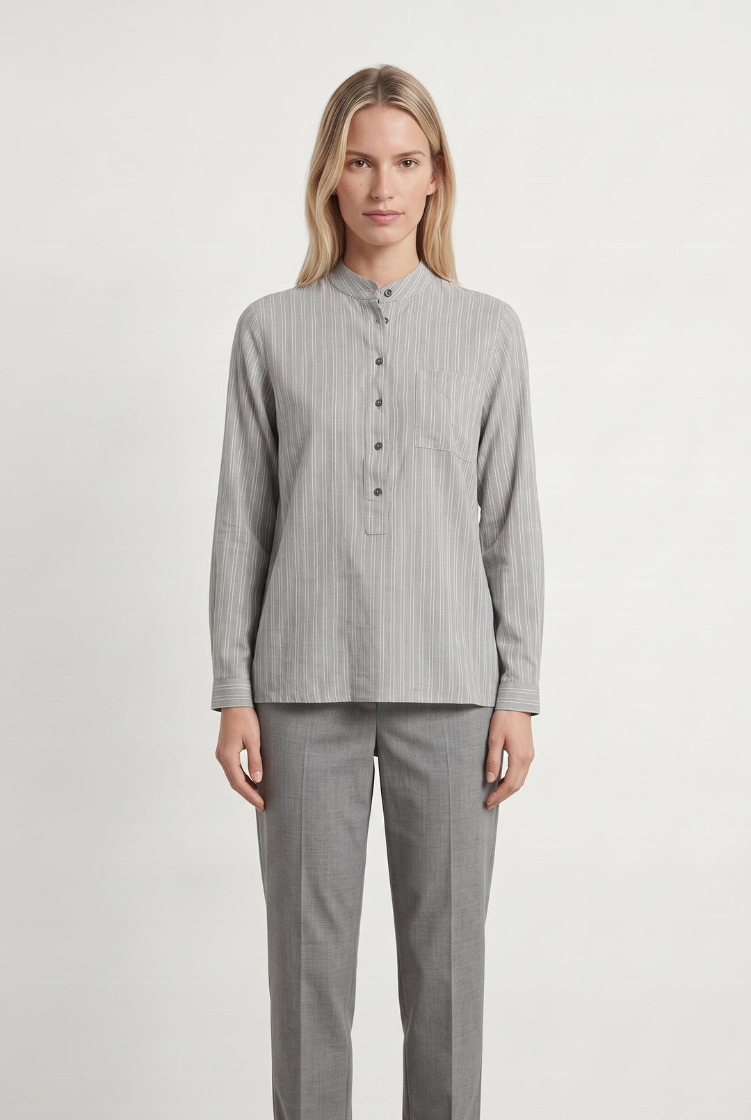 Chemise Grise à Rayures Blanches - Taille M/38 de la marque Caroll | PARAD43236 - Vendu par Paradigme - Image 1