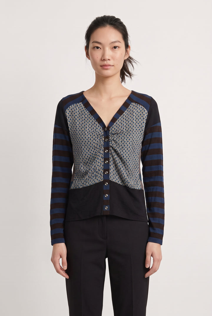 Cardigan Bleu et Noir - Taille S/36 de la marque One Step | PARAD43351 - Vendu par Paradigme - Image 1