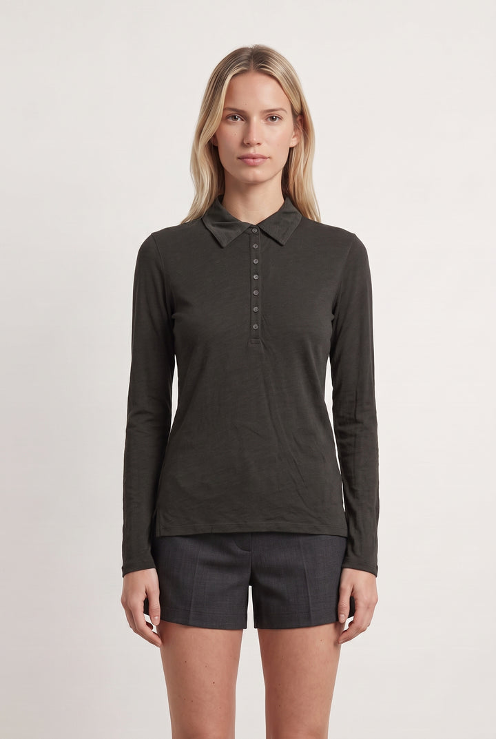 Polo Manches Longues Vert - Taille S/36 de la marque Majestic Filatures | PARAD43354 - Vendu par Paradigme - Image 1