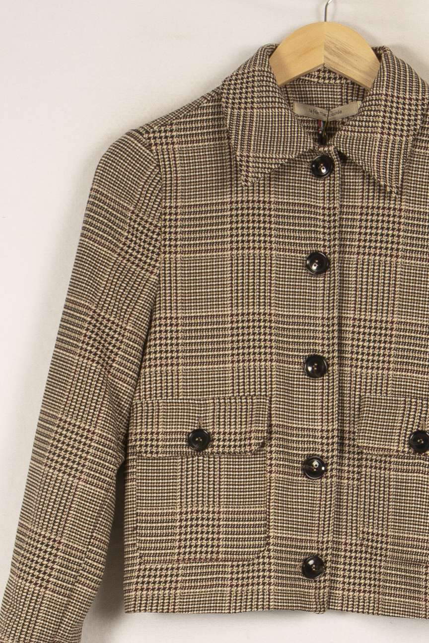 Veste beige à carreaux - Taille XS/34 de la marque La Fée Maraboutée | PARAD43444 - Vendu par Paradigme - Image 2