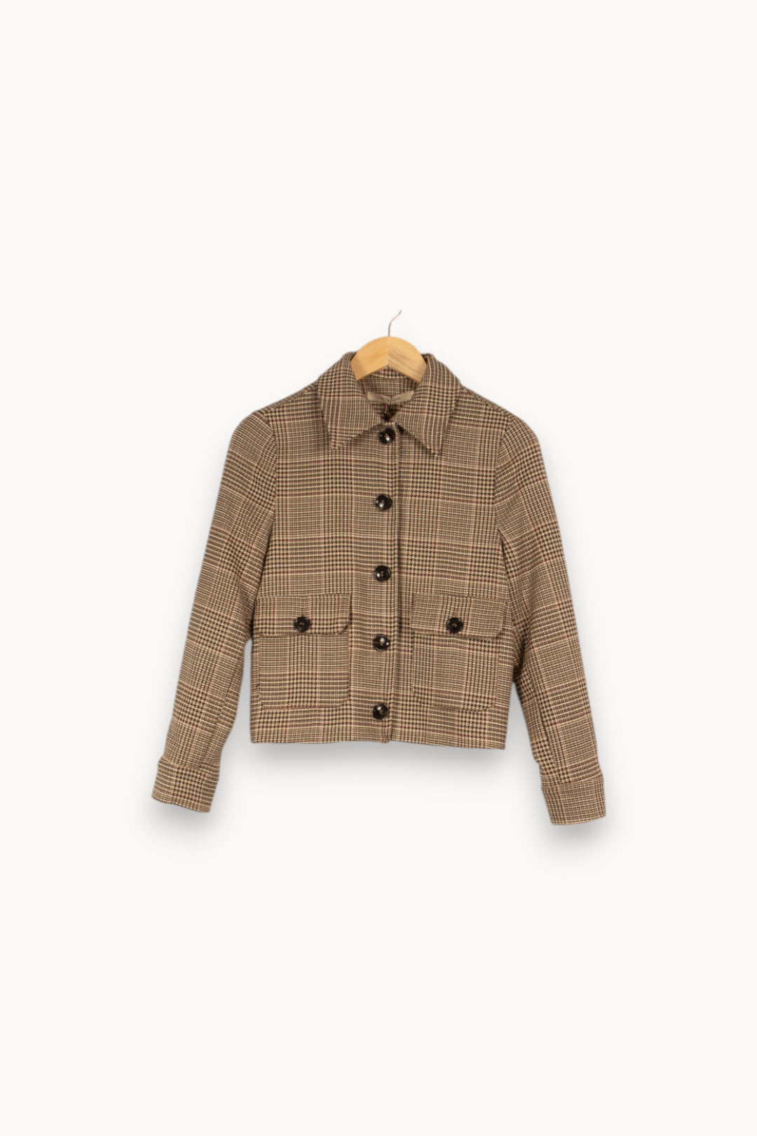 Veste beige à carreaux - Taille XS/34 de la marque La Fée Maraboutée | PARAD43444 - Vendu par Paradigme - Image 1