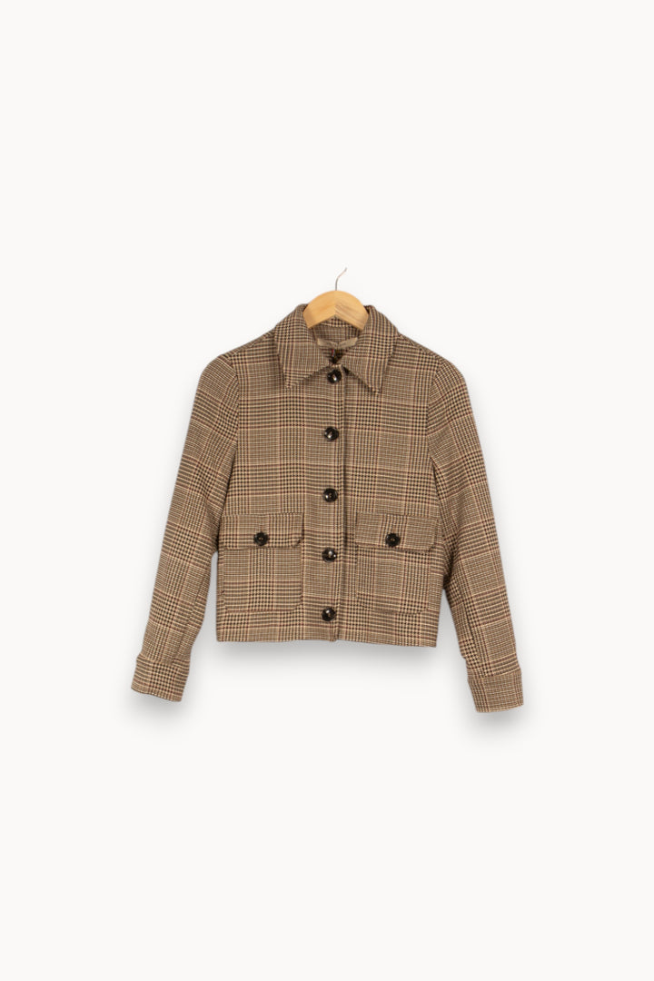 Veste beige à carreaux - Taille XS/34 de la marque La Fée Maraboutée | PARAD43444 - Vendu par Paradigme - Image 1
