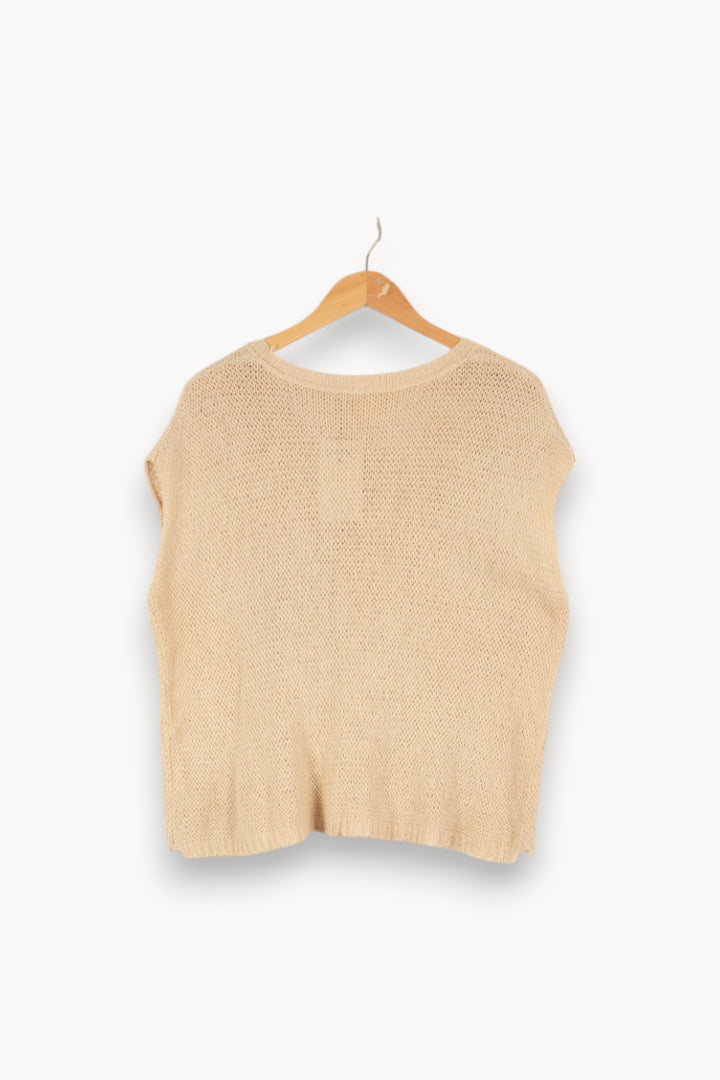Pull en maille beige - Taille S/36 de la marque American Vintage | PARAD43459 - Vendu par Paradigme - Image 3