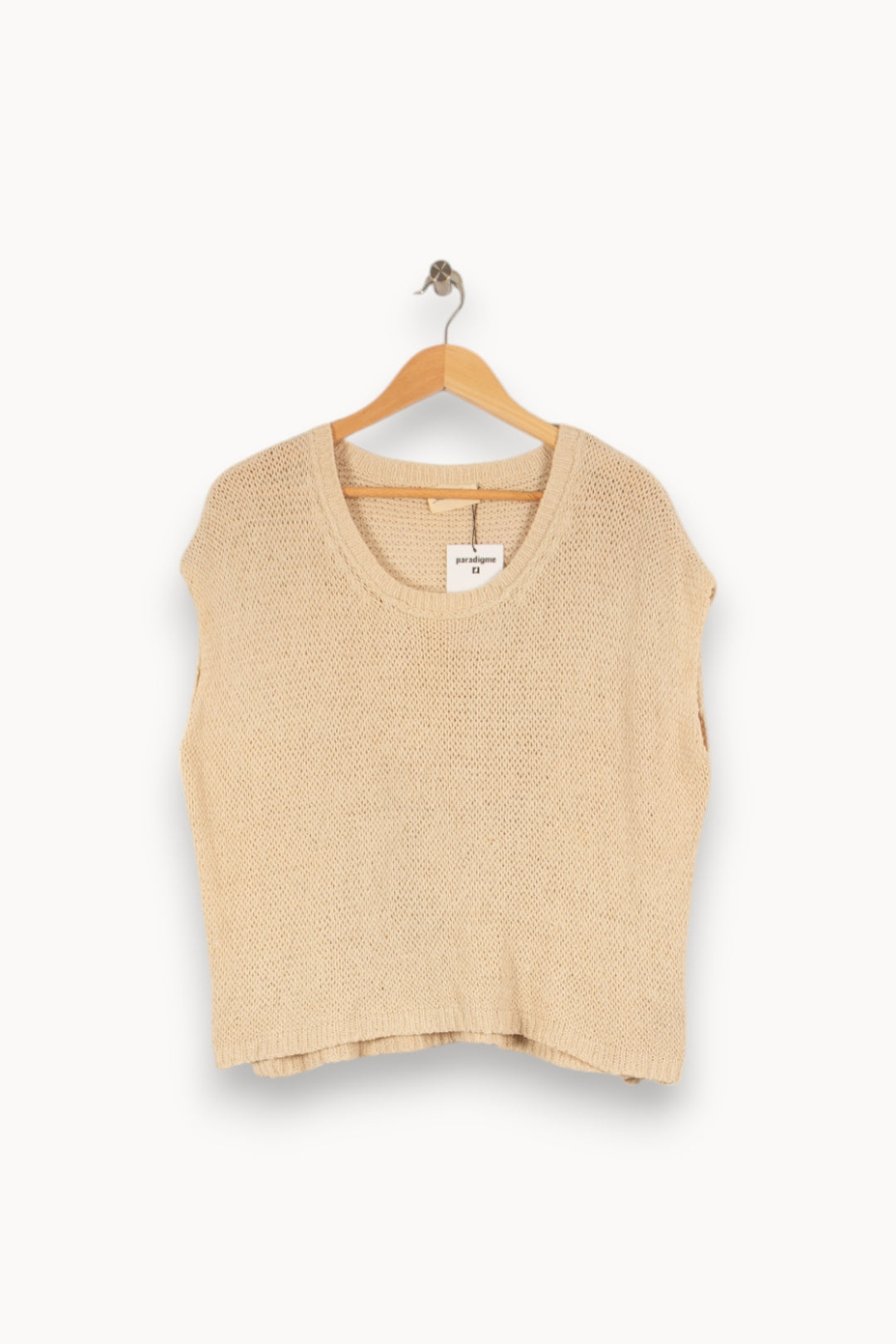 Pull en maille beige - Taille S/36 de la marque American Vintage | PARAD43459 - Vendu par Paradigme - Image 1