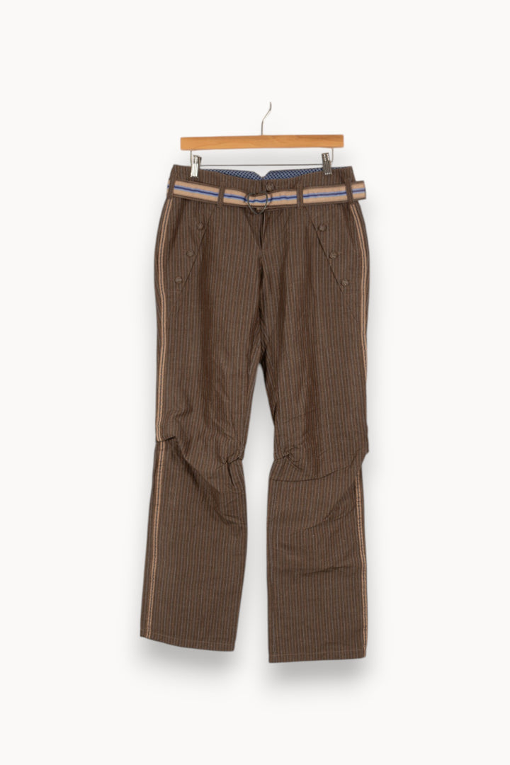 Pantalon marron rayé - Taille M/38 de la marque One Step | PARAD43463 - Vendu par Paradigme - Image 1