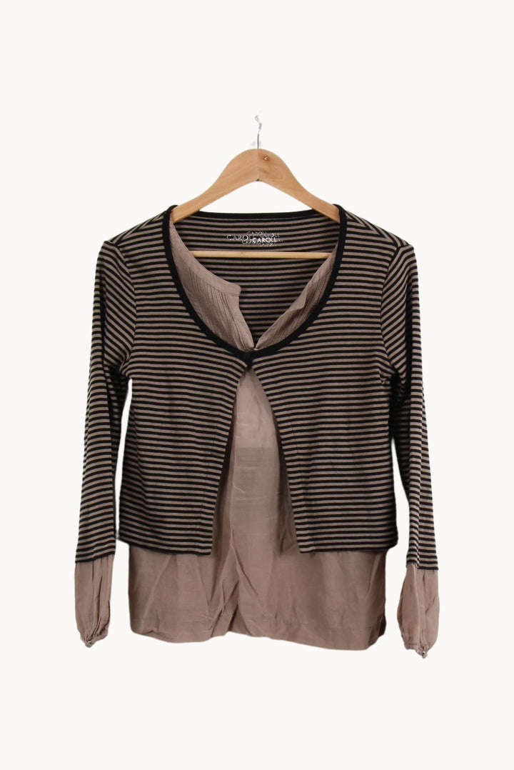 Cardigan Marron et Noir - Taille M/38 de la marque Caroll | PARAD43535 - Vendu par Paradigme - Image 2