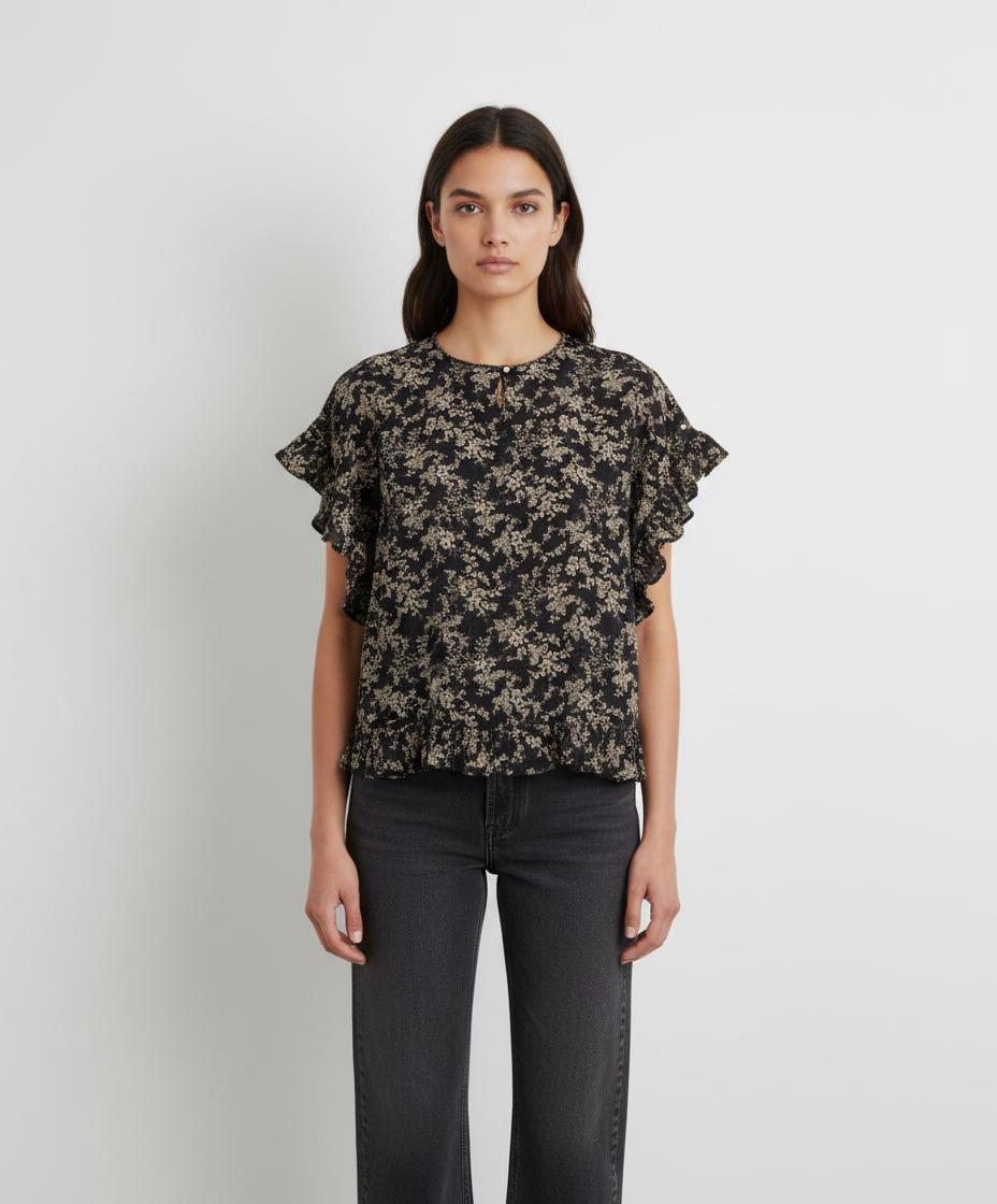 Blouse bleue à motifs - Taille S/36