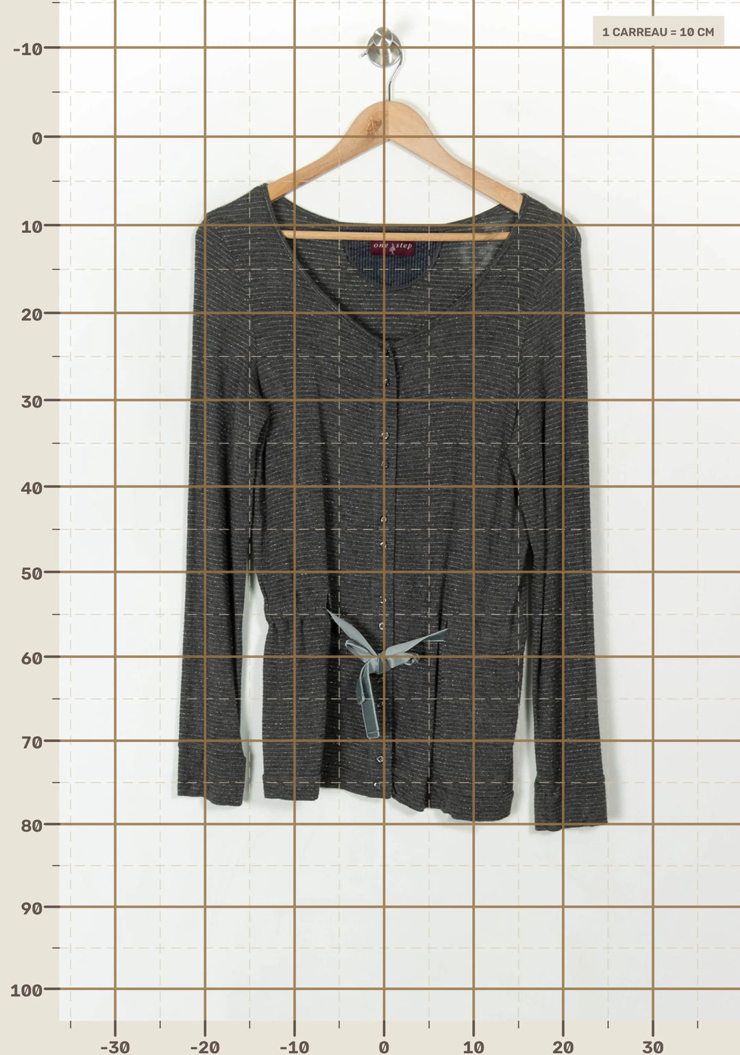 Cardigan gris rayé - Taille L/40 de la marque One Step | PARAD43563 - Vendu par Paradigme - Image 4