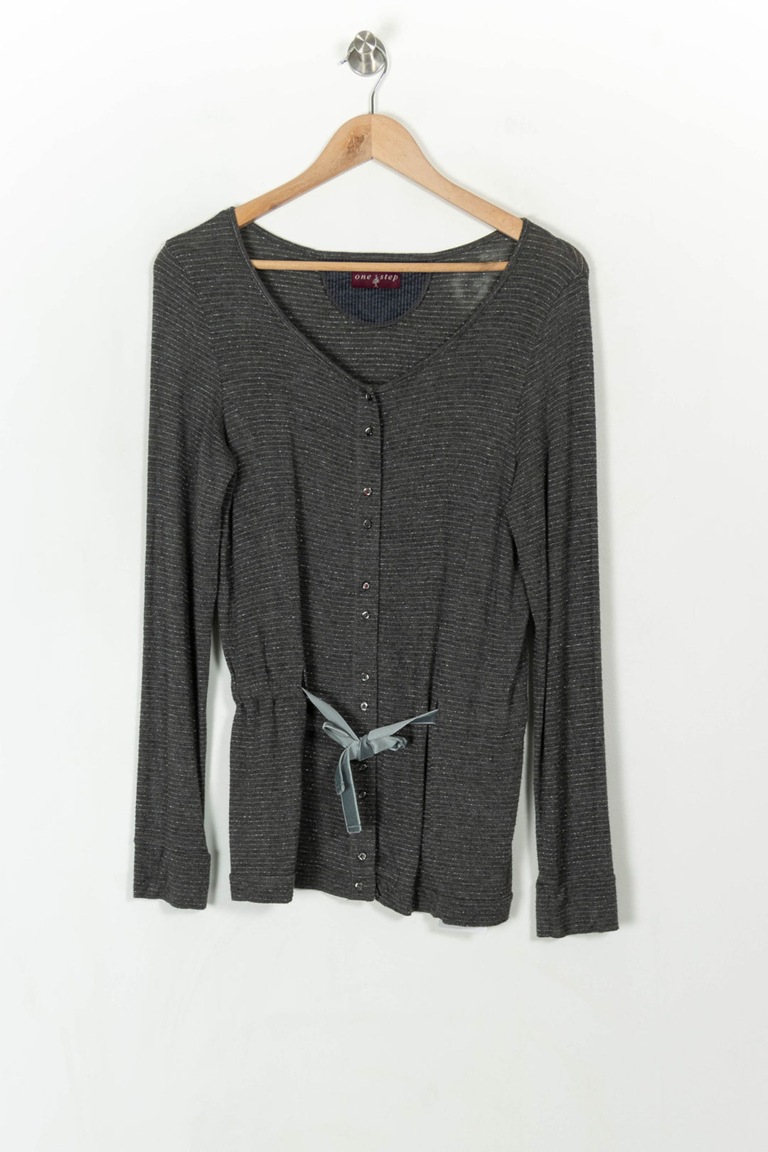 Cardigan gris rayé - Taille L/40 de la marque One Step | PARAD43563 - Vendu par Paradigme - Image 2