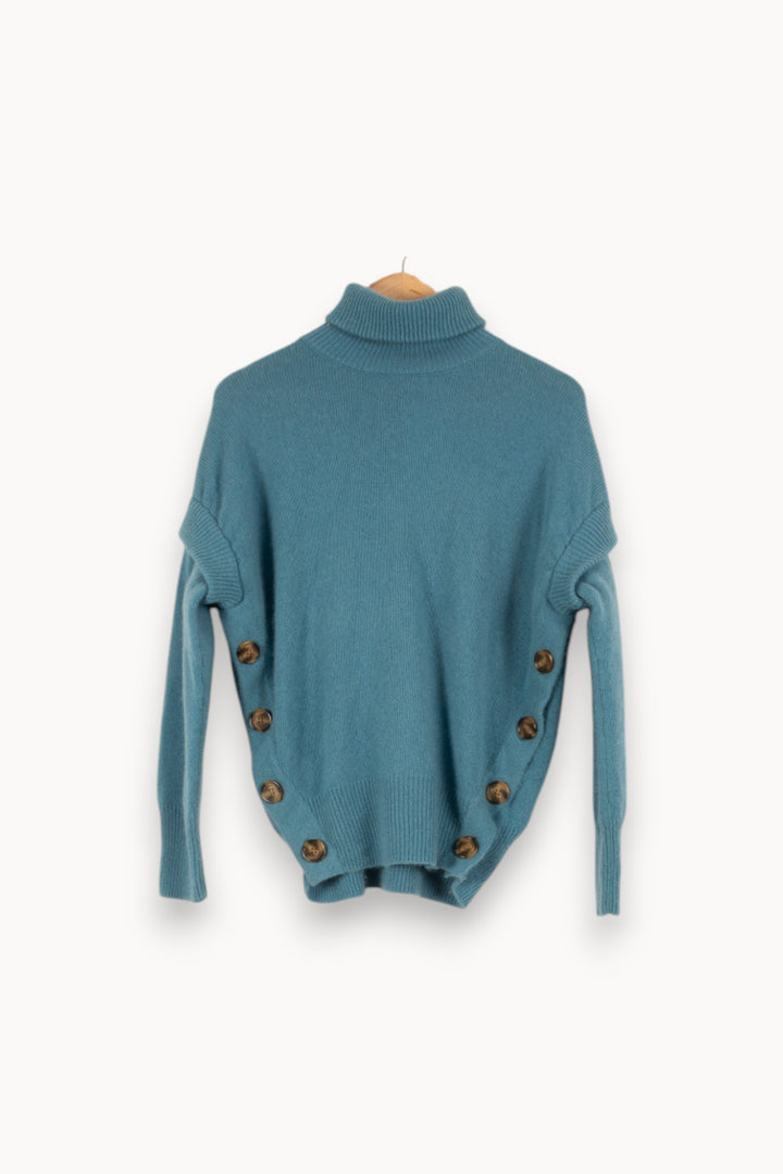 Pull bleu à col roulé - Taille S/36 de la marque Notshy Cashmere | PARAD43593 - Vendu par Paradigme - Image 1