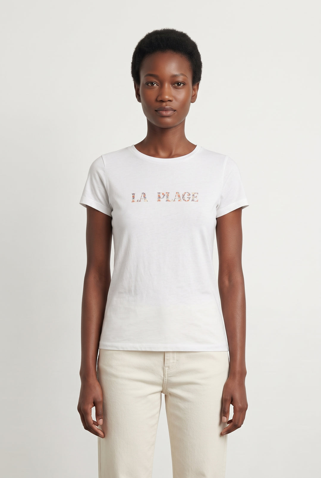 T-shirt blanc "La Plage" - Taille XS/34 de la marque Caroll | PARAD43597 - Vendu par Paradigme - Image 1