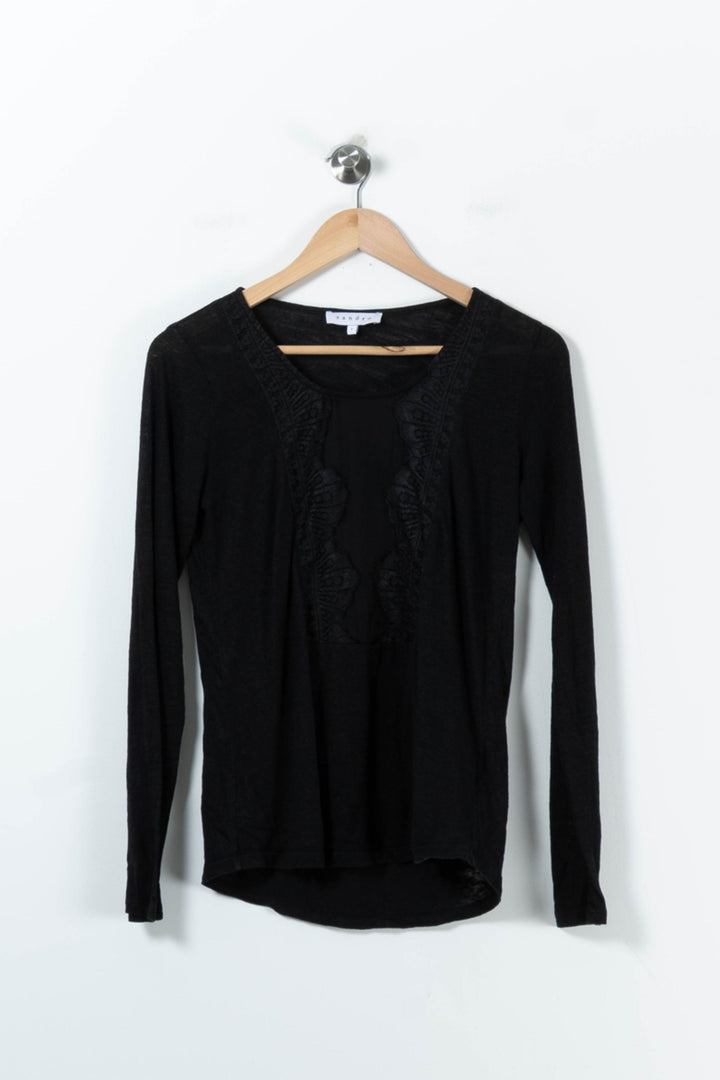 Top à manches longues noir - Taille S/36 de la marque Sandro | PARAD43672 - Vendu par Paradigme - Image 2