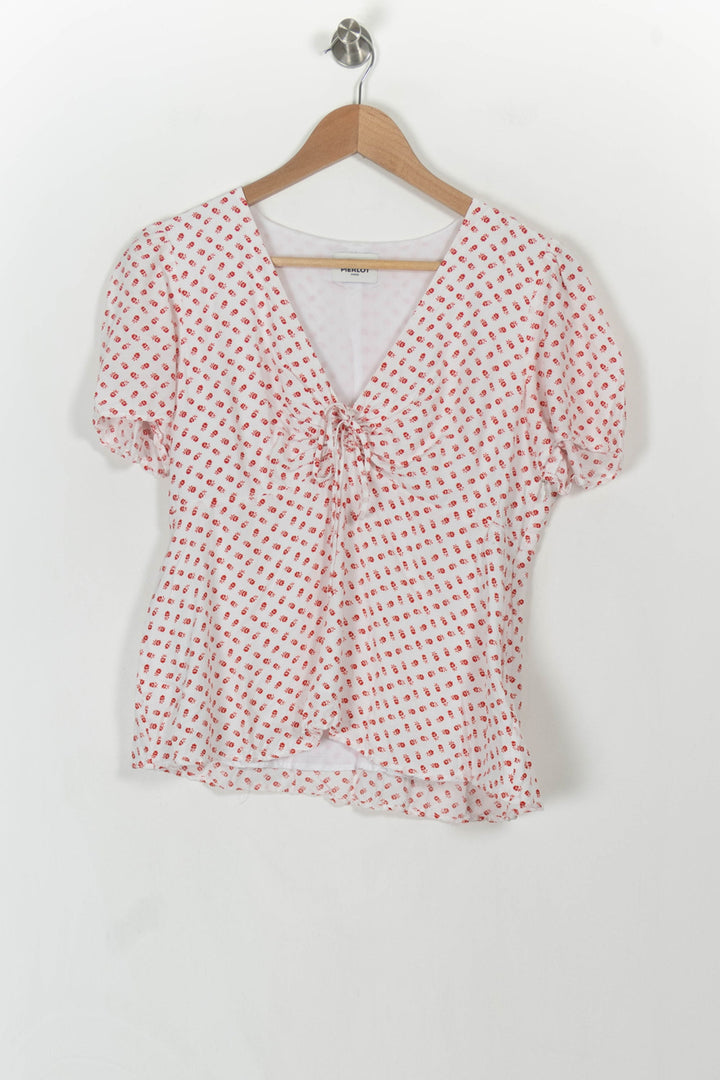 Blouse blanche à motifs - Taille L/40 de la marque Claudie Pierlot | PARAD43719 - Vendu par Paradigme - Image 2