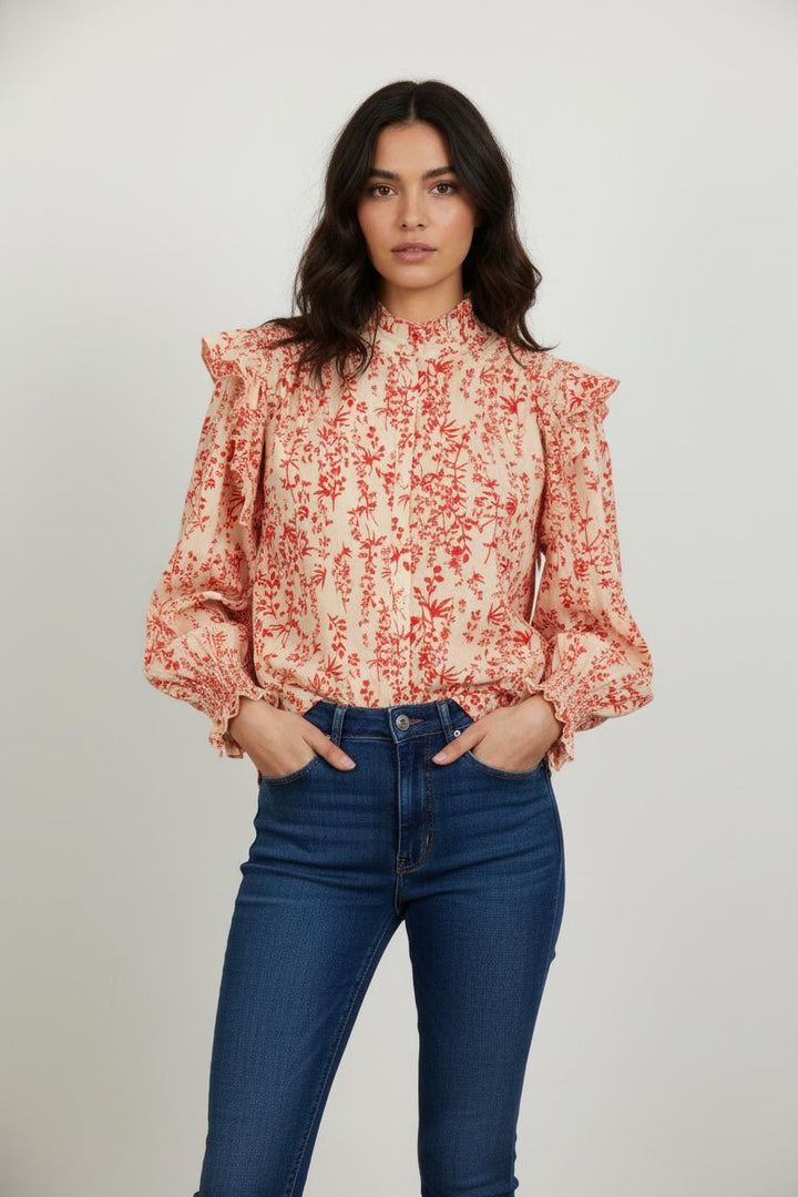 Blouse Écrue et Rouge - Taille L/40