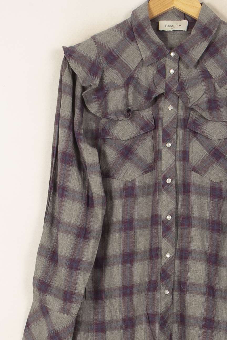 Chemise À Carreaux Grise et Violette - Taille L/40 de la marque Bérénice | PARAD43862 - Vendu par Paradigme - Image 3